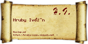 Hruby Iván névjegykártya